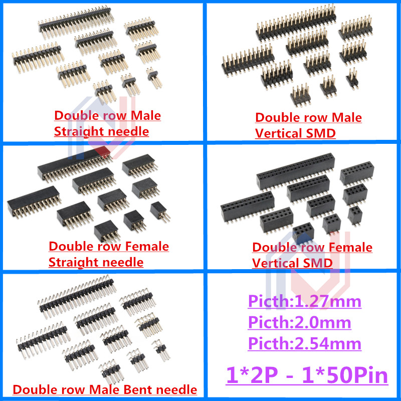 Male Female Header Pin - 10Pcs 1.27mm 2.0mm 2.54mm 피치 2x2P