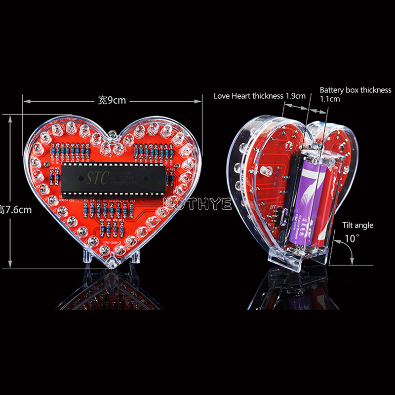 RGB 다채로운 흐르는 물 빛 하트 모양 DIY 납땜  - Diy Electronics Tool Kit 리뷰 및 가격