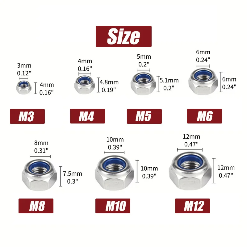 나일론 잠금 너트 40-220개, 풀림 방지 육각 너트 - Diy Electronics India 리뷰 및 가격
